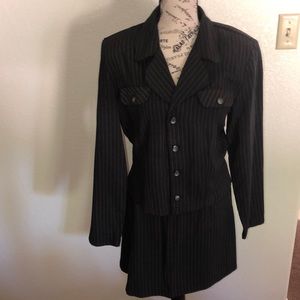 Black and gold skirt suit